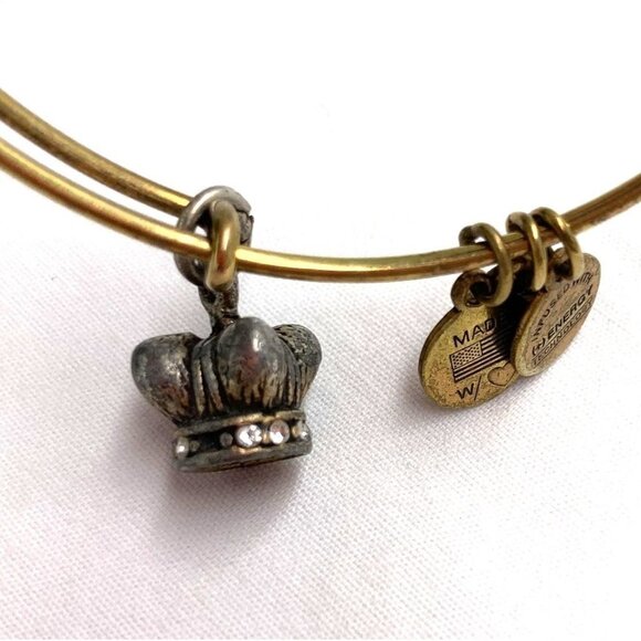 Alex and Ani Crystal Crown Charm Bracelet - Gold/Silver, Expands 2"-3.5" - Picture 2 of 3
